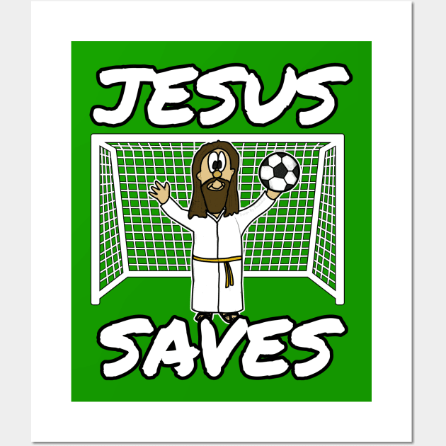 Jesus Saves Christian Football Church Soccer Wall Art by doodlerob